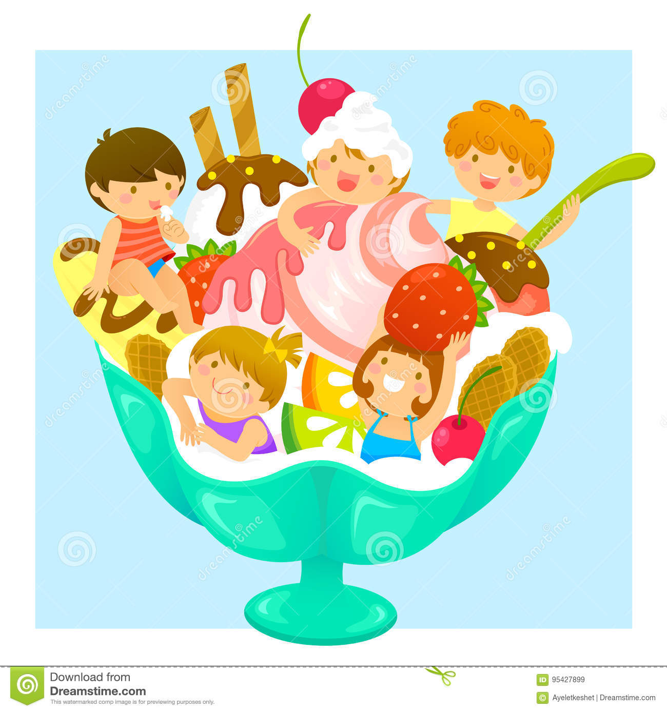 kids ice cream happy cup fruit